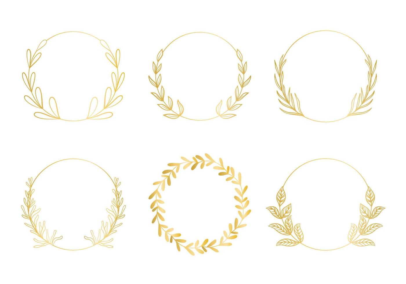 Set of golden botanical frames vector illustration