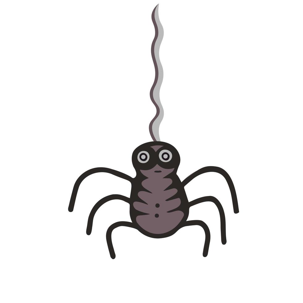 araña negra en una telaraña. Ilustración para impresión, fondos, papeles pintados, carátulas, embalajes, tarjetas de felicitación, carteles, pegatinas, textil y diseño de temporada. aislado sobre fondo blanco vector