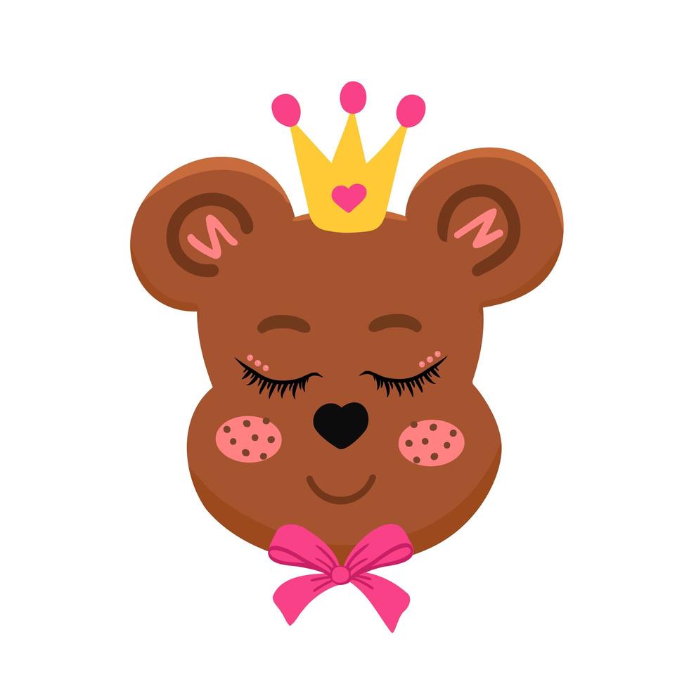 linda chica princesa oso. Ilustración para impresión, fondos, carátulas, empaques, tarjetas de felicitación, carteles, adhesivos, textil, diseño de temporada. aislado sobre fondo blanco. vector