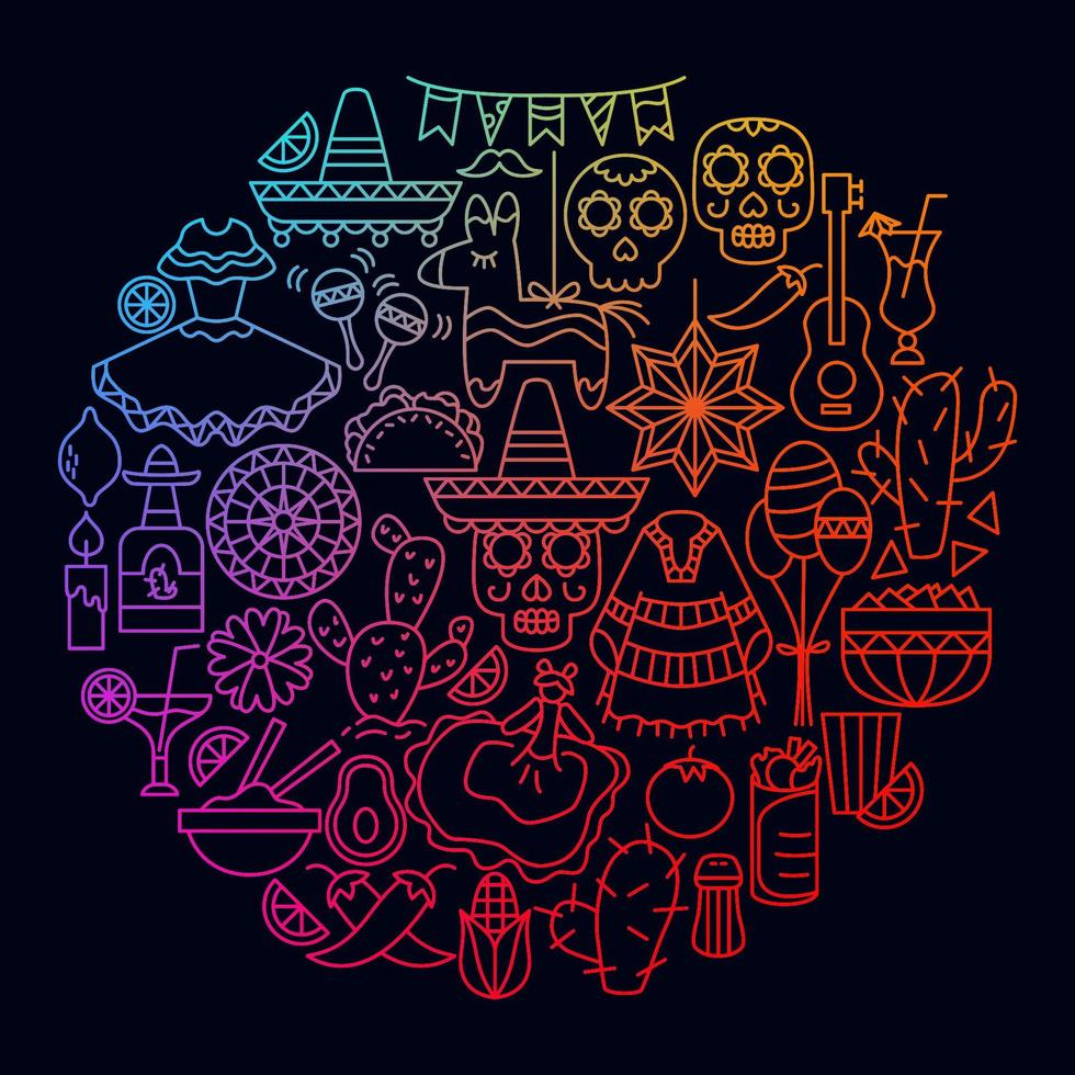 concepto de círculo de icono de cinco de mayo vector