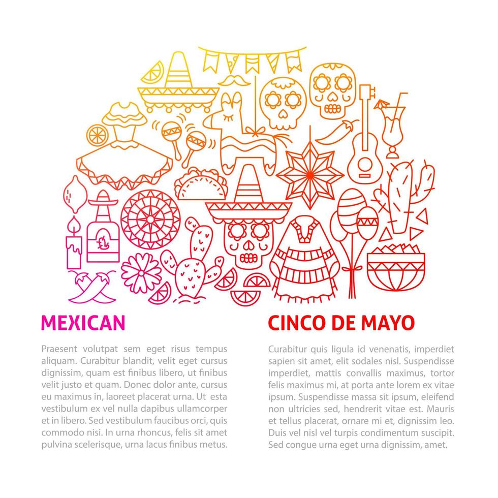 Mexican Fiesta Line Template vector