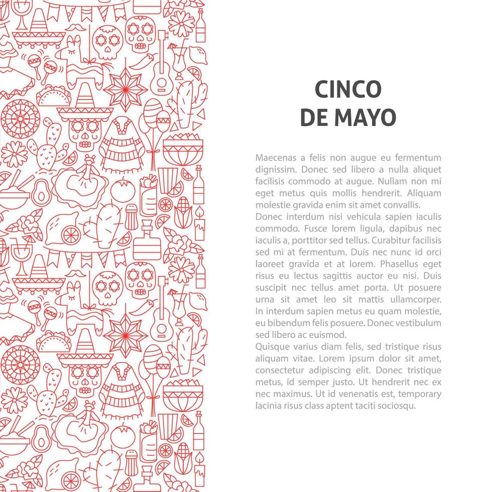 Cinco de Mayo Line Pattern Concept vector