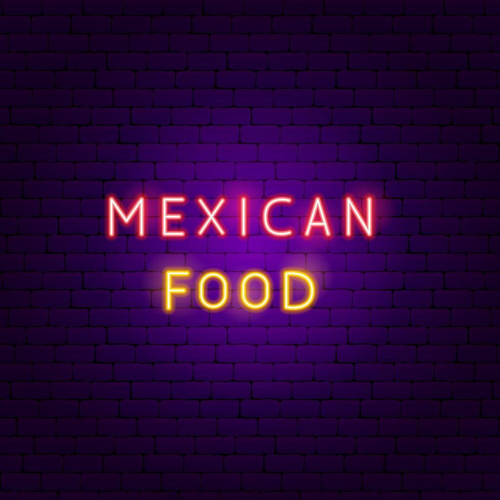 texto de neón de comida mexicana vector