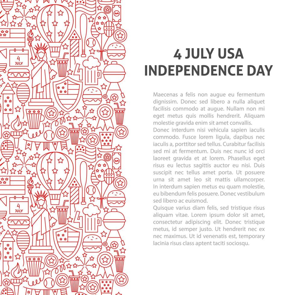 4 July USA Line Pattern Concept vector