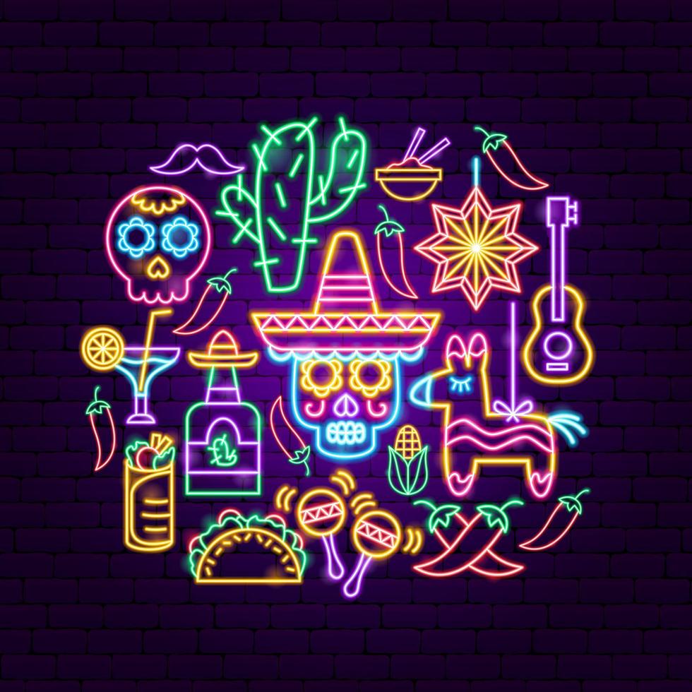 Cinco de Mayo Neon Concept vector