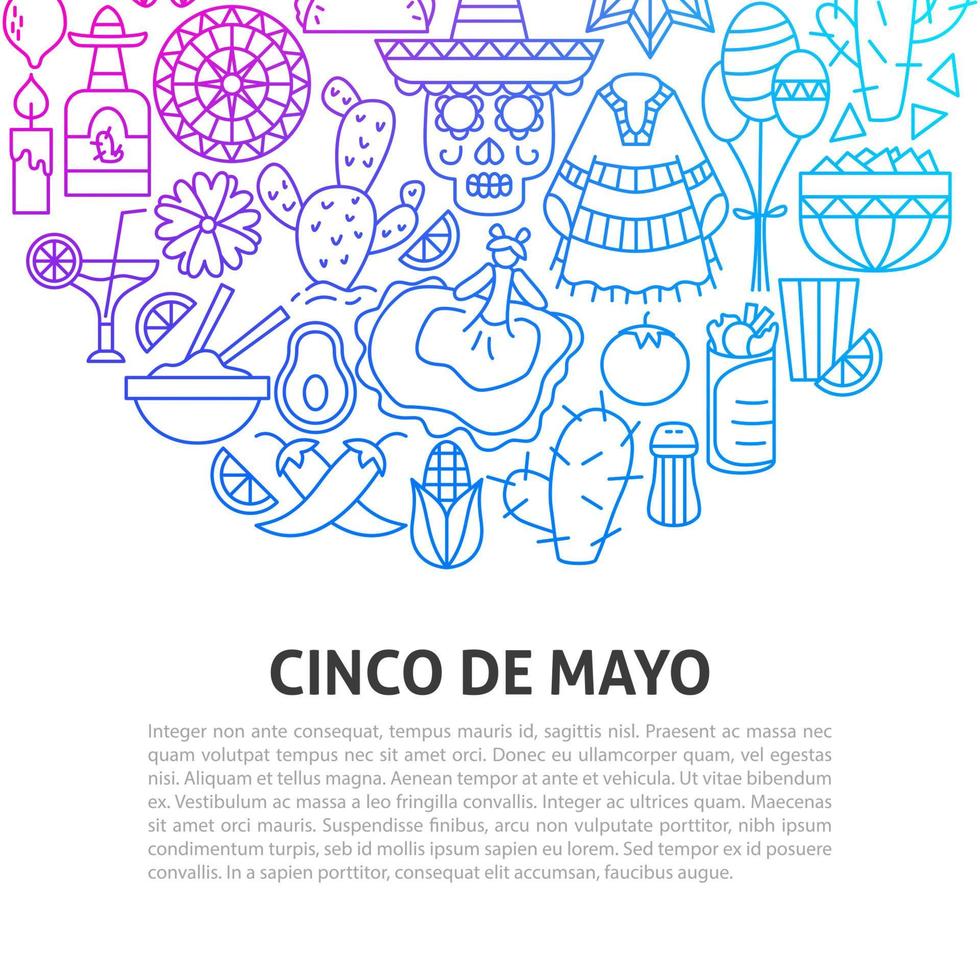 Cinco de Mayo Line Concept vector