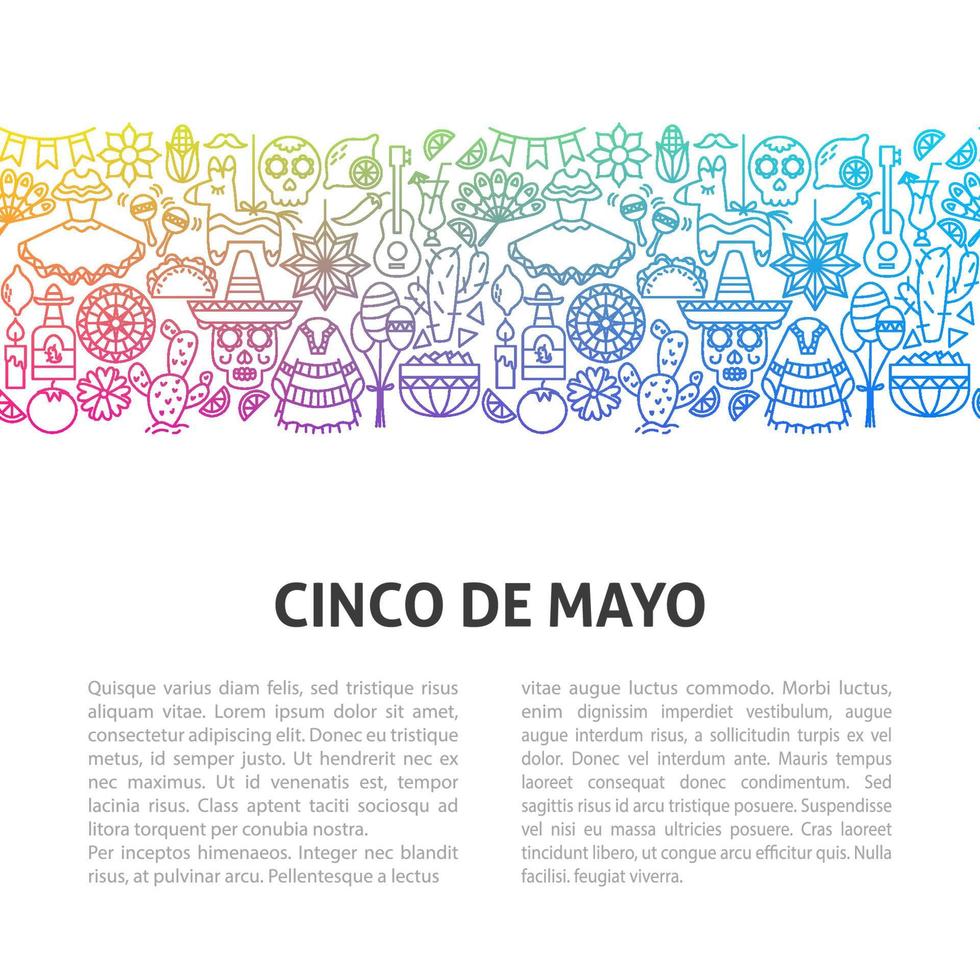 Cinco de Mayo Line Template vector