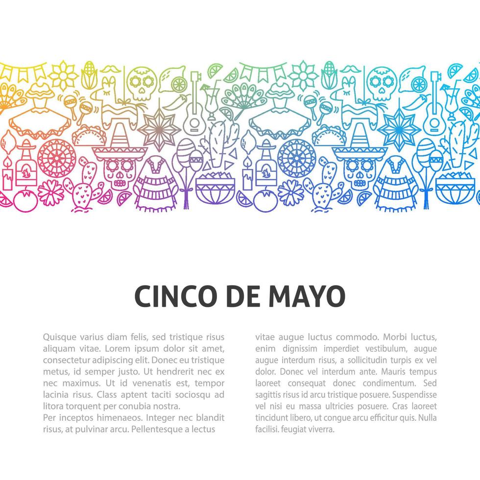 plantilla de línea cinco de mayo vector