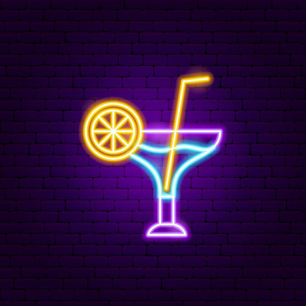 Cocktail Drink Neon Sign vector