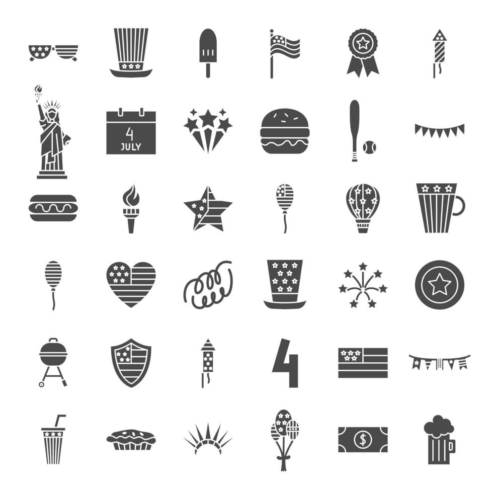 4 July Solid Web Icons vector