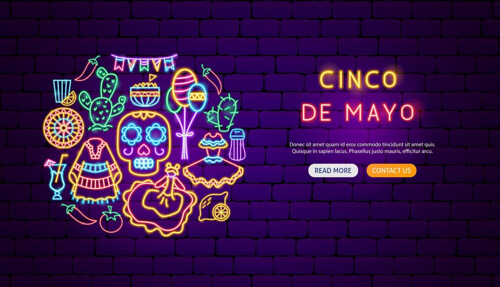 Cinco de Mayo Neon Banner Design vector