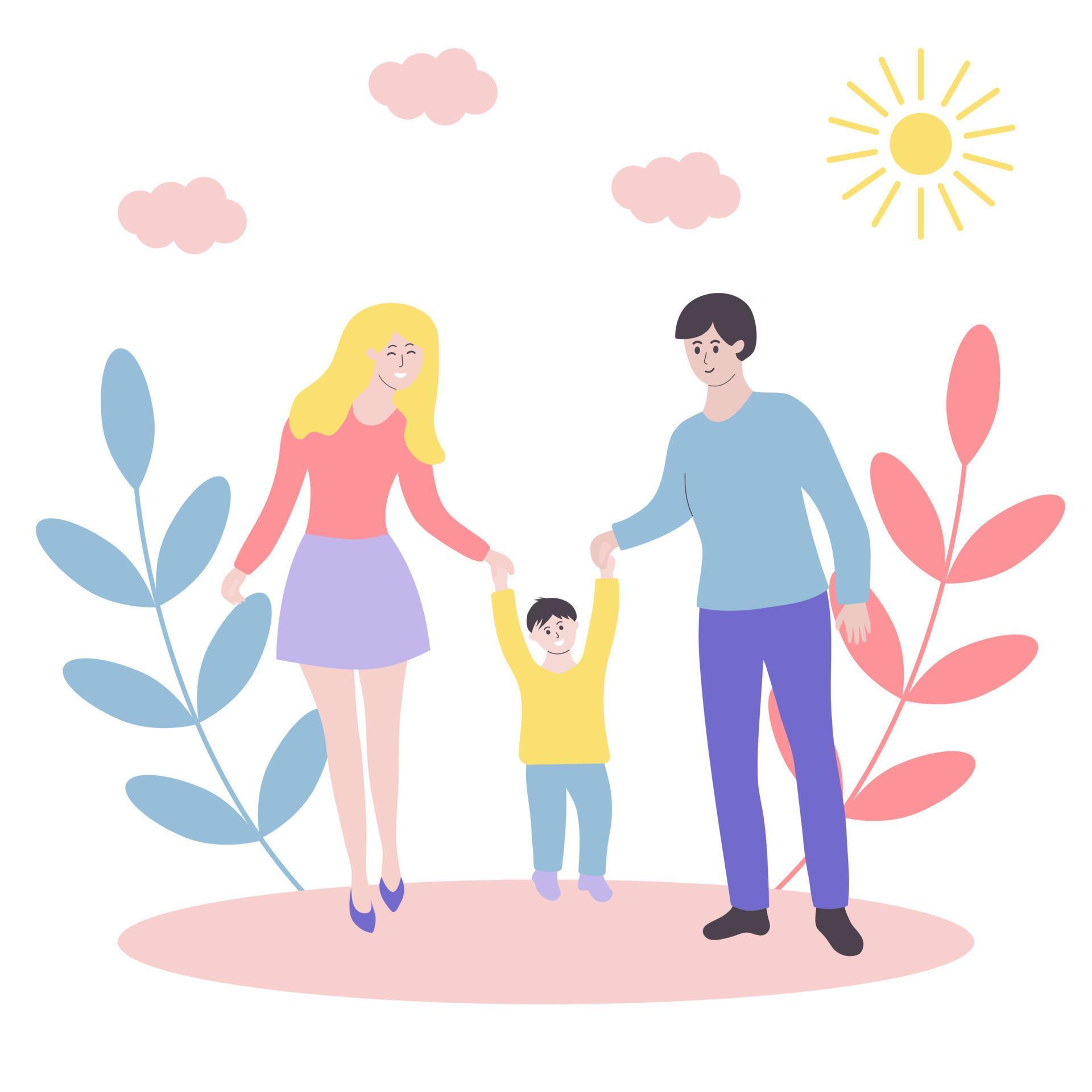 Happy Young Family On A Walk Mom Dad And Son Spending Time Together Parents And Kid Are Holding Hands Vector Art At Vecteezy Happy Young Family On A Walk Mom Dad And Son Spending Time Together Parents And Kid Are Holding Hands Vector Art At Vecteezy