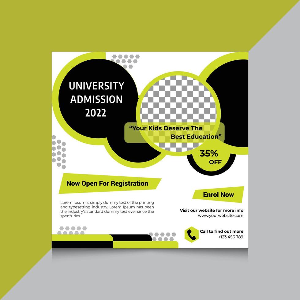 University Admission 2022 Social media Post or Banner Design vector