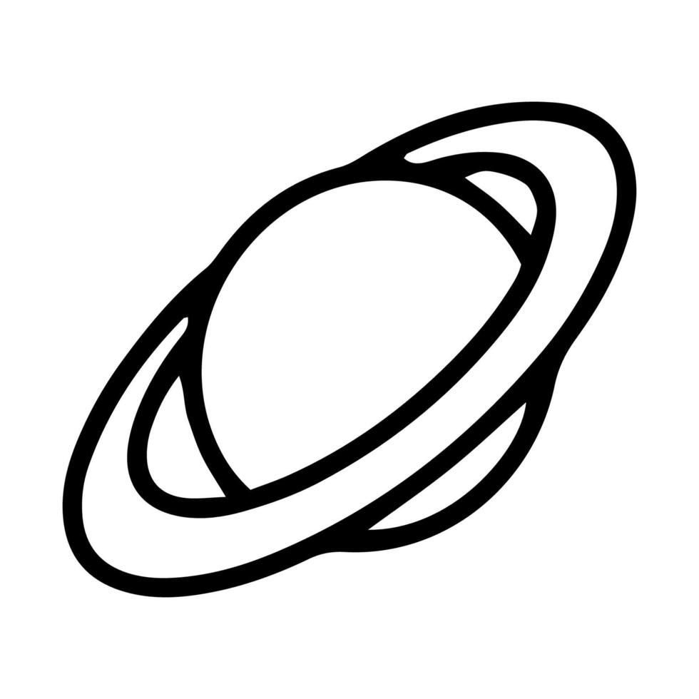 The planet Saturn drawn in the Doodle style.Outline drawing by hand.Black and white image.Monochrome.Space, galaxy.Vector illustration vector