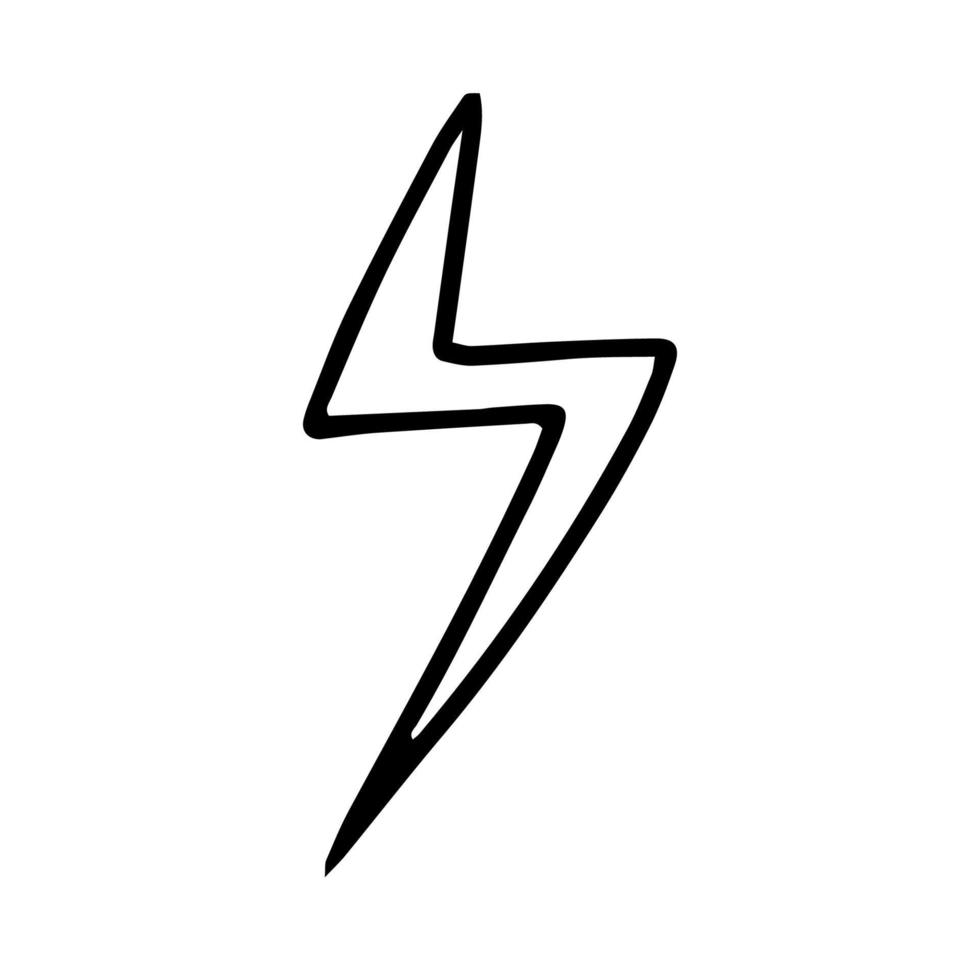 A thunderstorm sign drawn in the Doodle style.A flash of lightning in a black-and-white image.Outline drawing by hand.Monochrome.Vector illustration vector