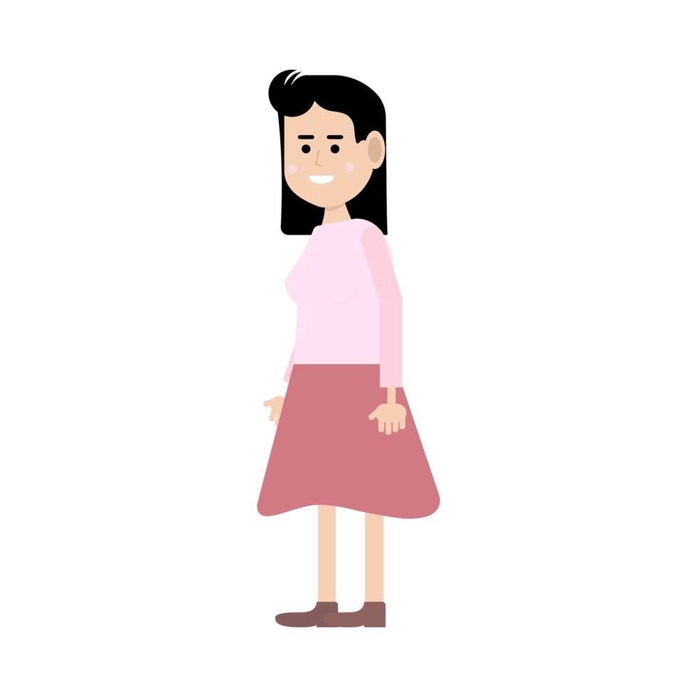 woman in the style of a flat illustration.Full-length people. vector