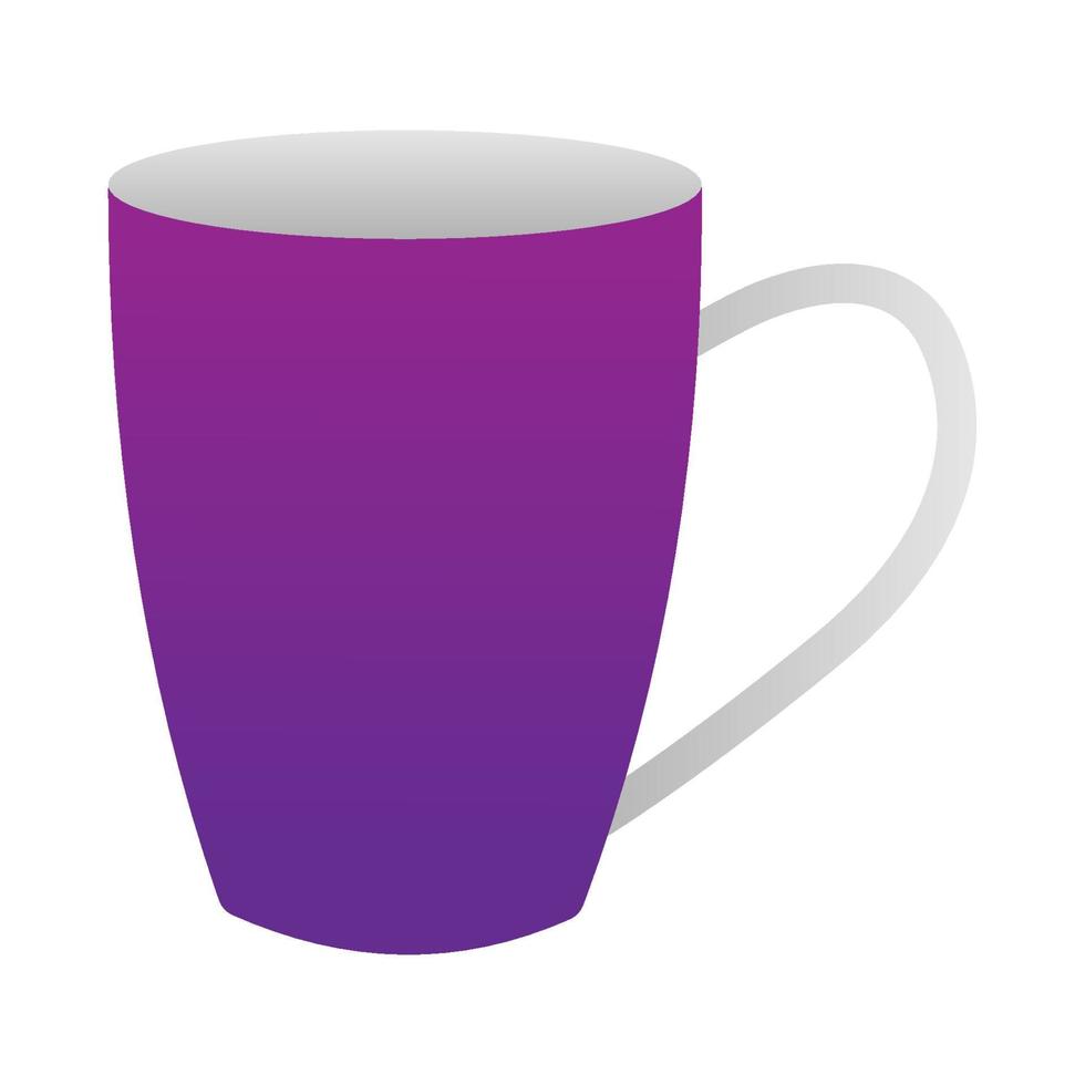 Purple mug with a large handle.Flat illustration.Tea party.Tableware for the office or kitchen.A cup.Vector illustration vector