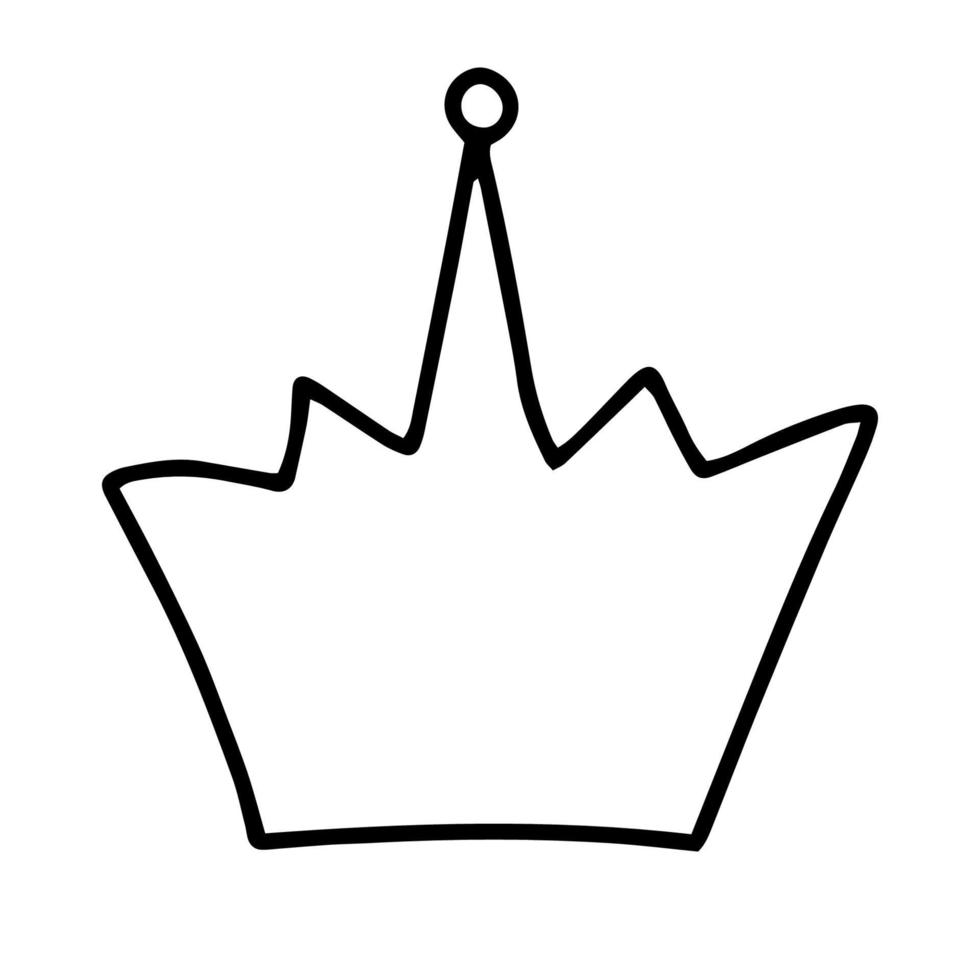 A crown drawn in the Doodle style.Outline drawing by hand.Black and white image.Monochrome.Vector illustration vector