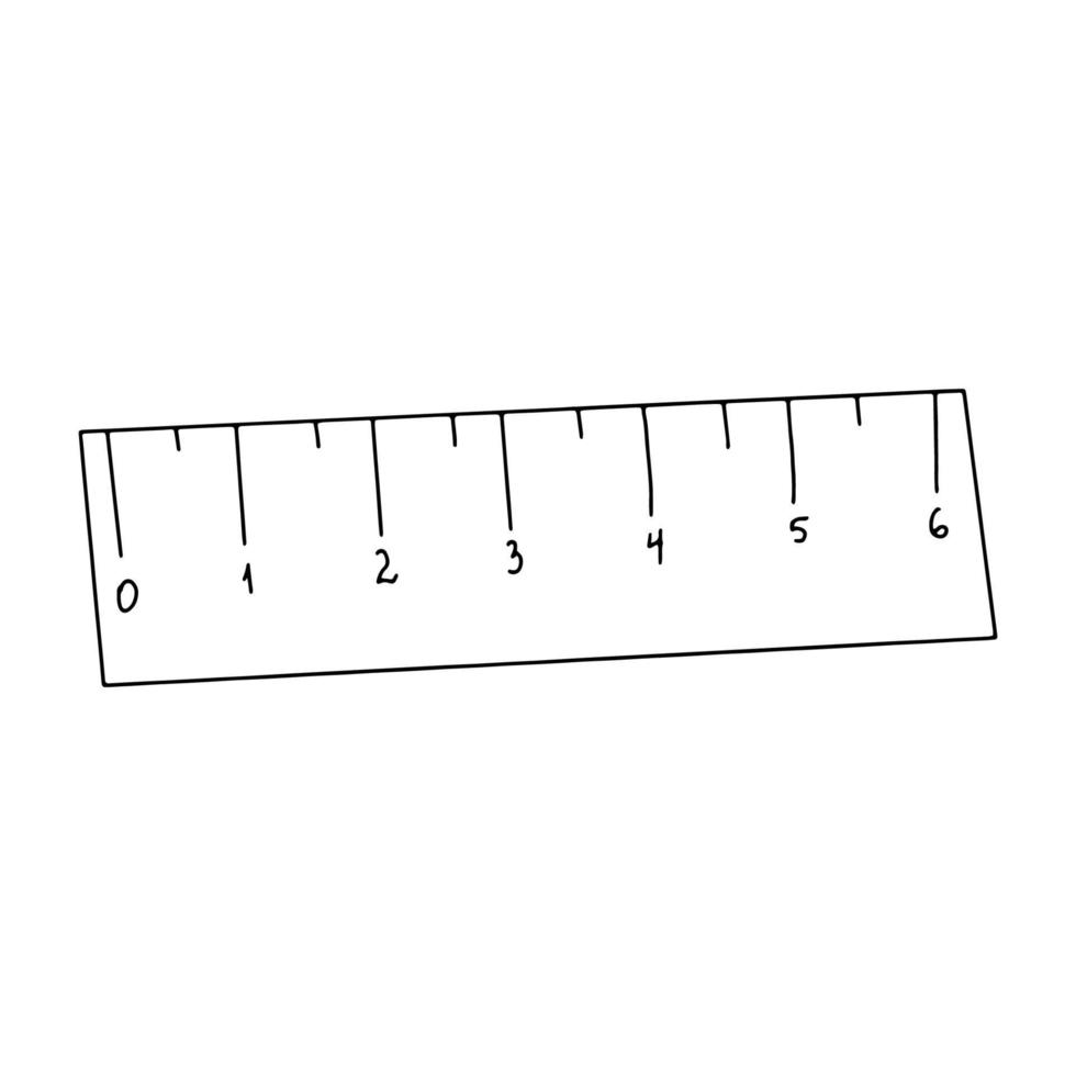 Ruler for measuring, centimeter.Black and white Doodle illustration.Contour drawing. The ruler is isolated on a white background with markup.Vector illustration vector