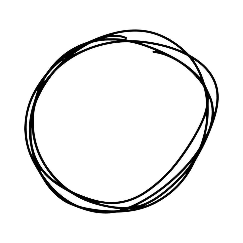 Doodle frame is round. A circle drawn by hand.Random graffiti. A set of round frames. vector