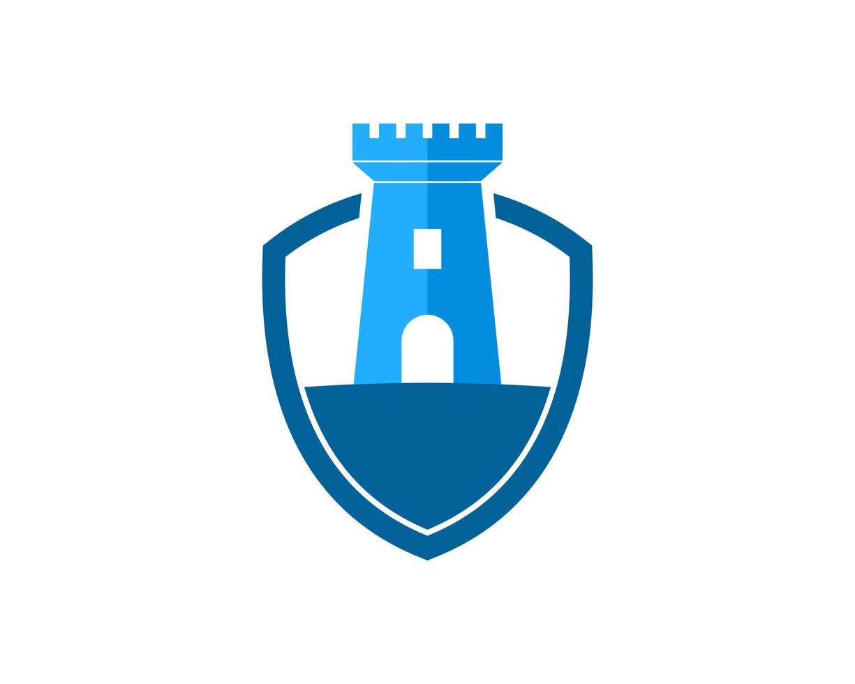 Protection shield with simple fortress inside vector