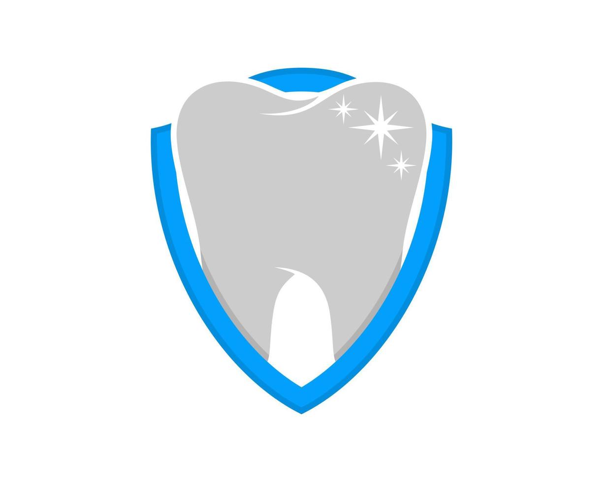 Clean teeth inside the blue shield vector