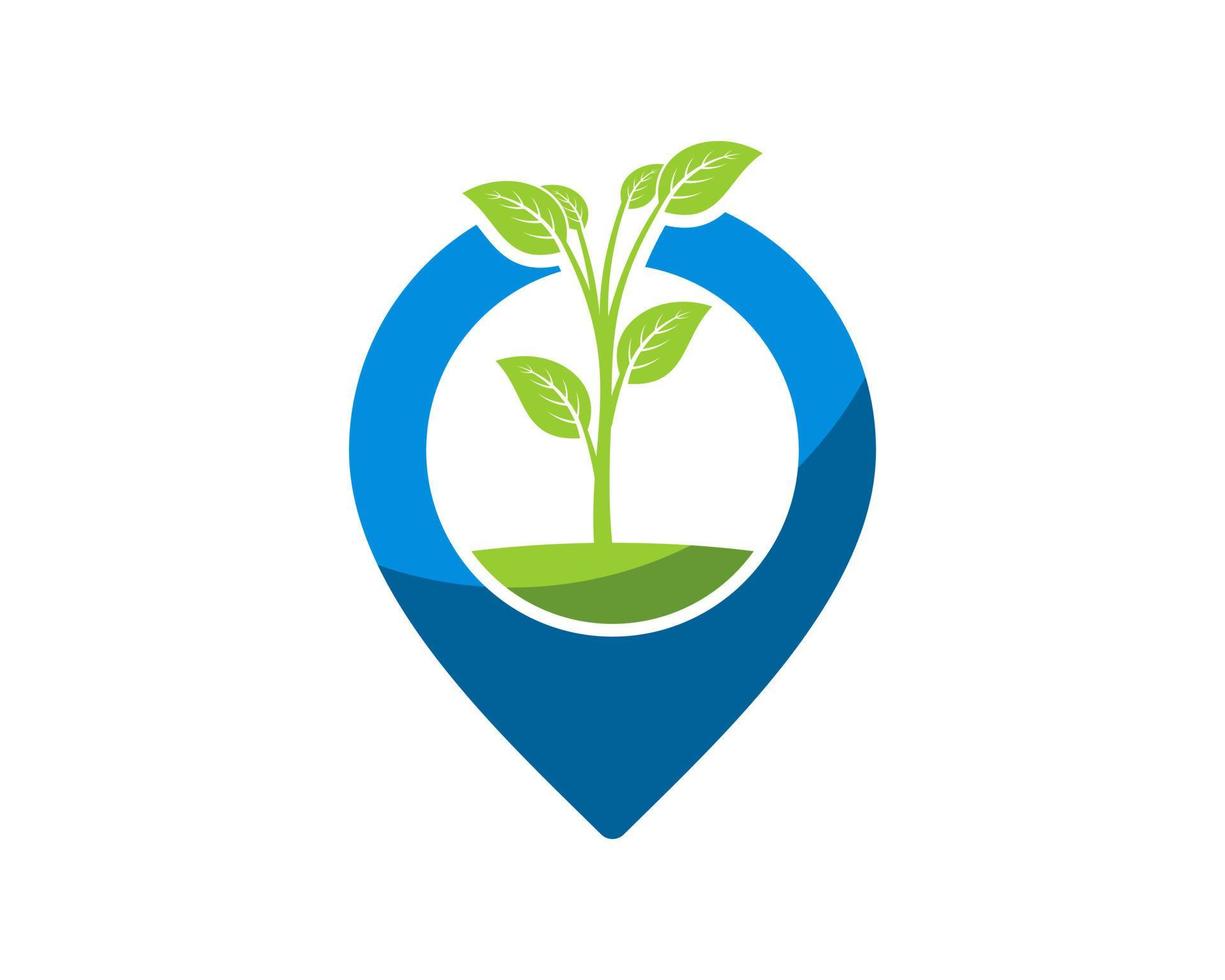 Blue pin location with nature tree inside vector