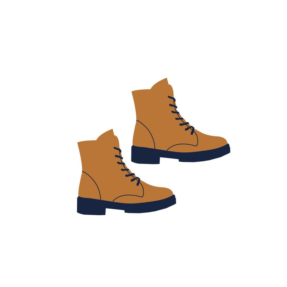 botas cafés. zapatos de cuero de invierno u otoño. estilo doodle. vector