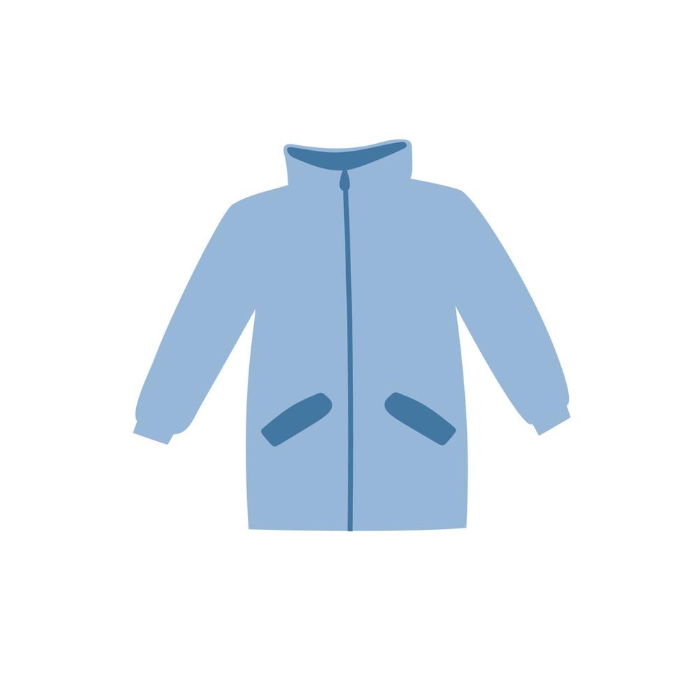 Blue winter coat. Warm clothes element. Doodle style. vector