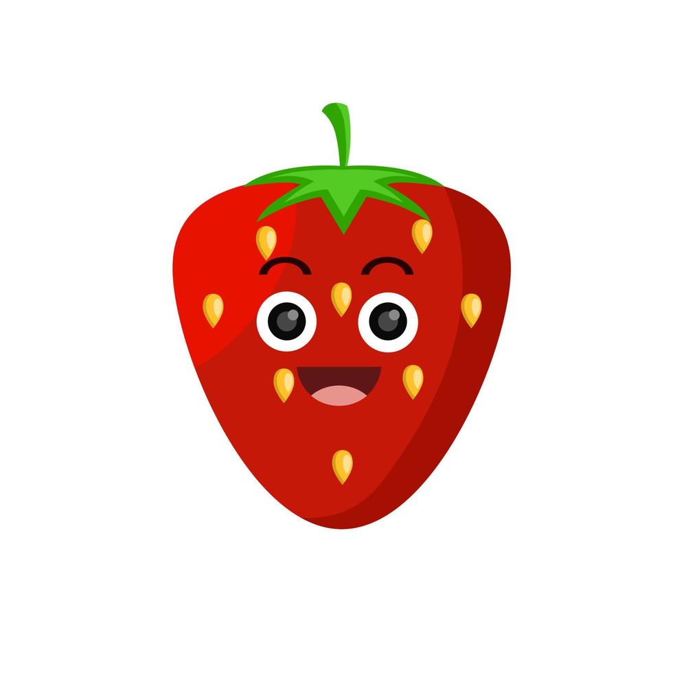 sonriente diseño de personajes de dibujos animados de frutas de fresa. diseño para libro infantil vector