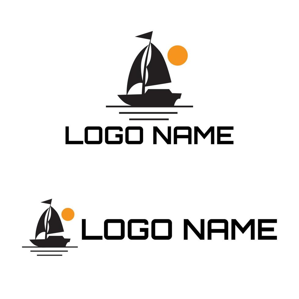 black color sailing boat logo design. logo for company template. vector