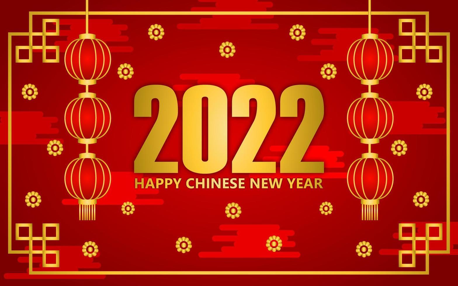 Diseño de fondo de saludo de año nuevo chino 2022 en color rojo. diseños para pancartas y portadas. diseño de adorno chino vector