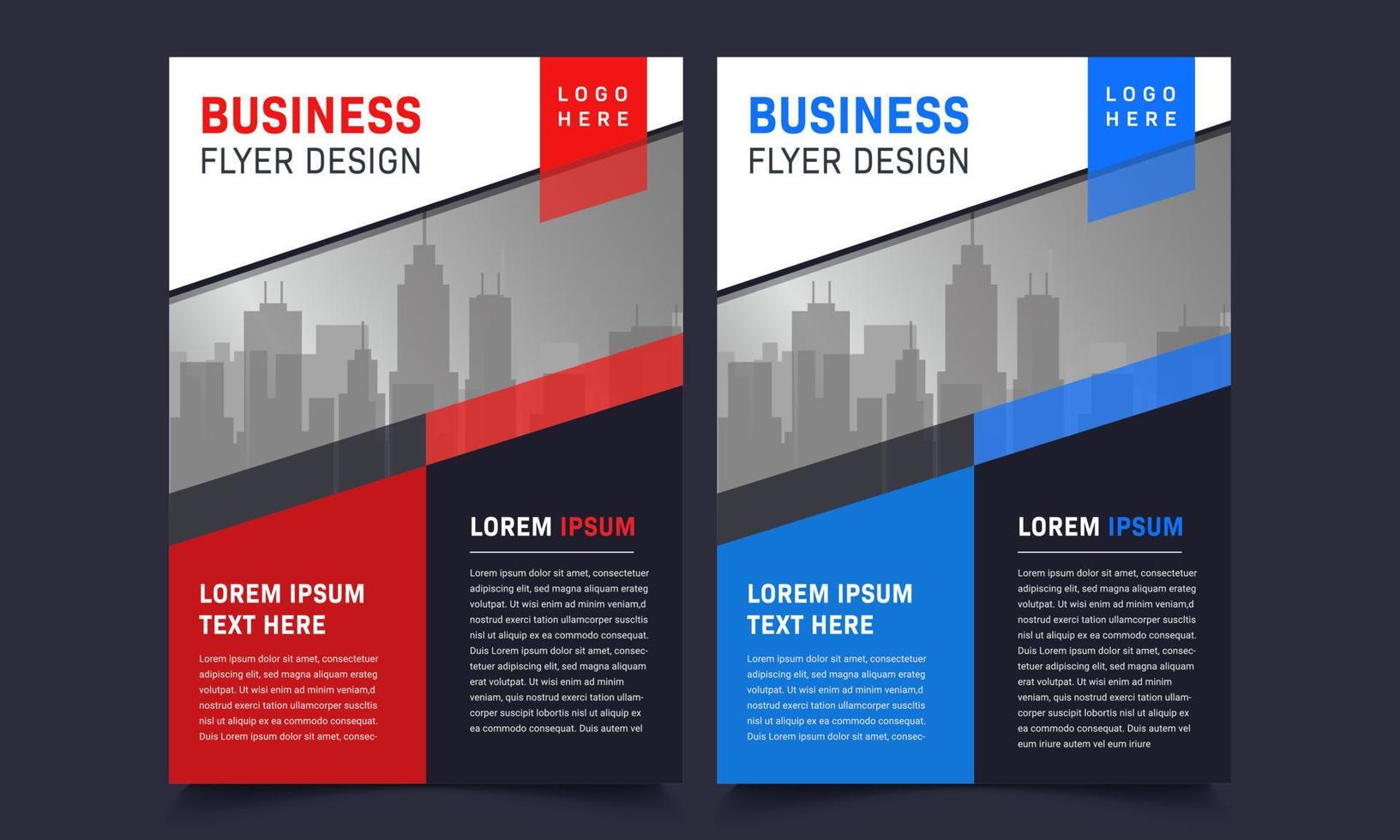 Flyer brochure design, business cover size A4 template, geometric shape red and blue color vector