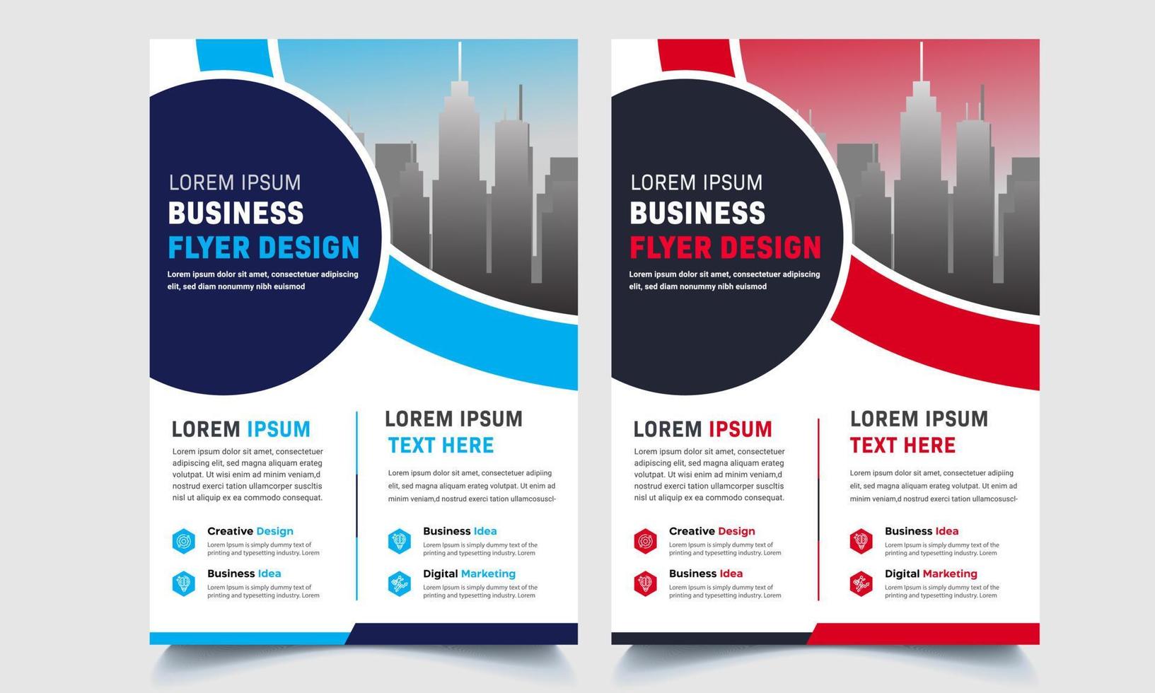 Flyer brochure design, business cover size A4 template, geometric shape red and blue color vector