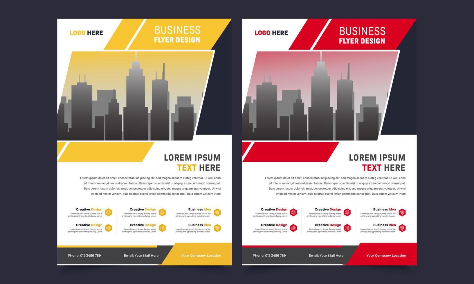 Flyer brochure design, business cover size A4 template, geometric shape red and blue color vector