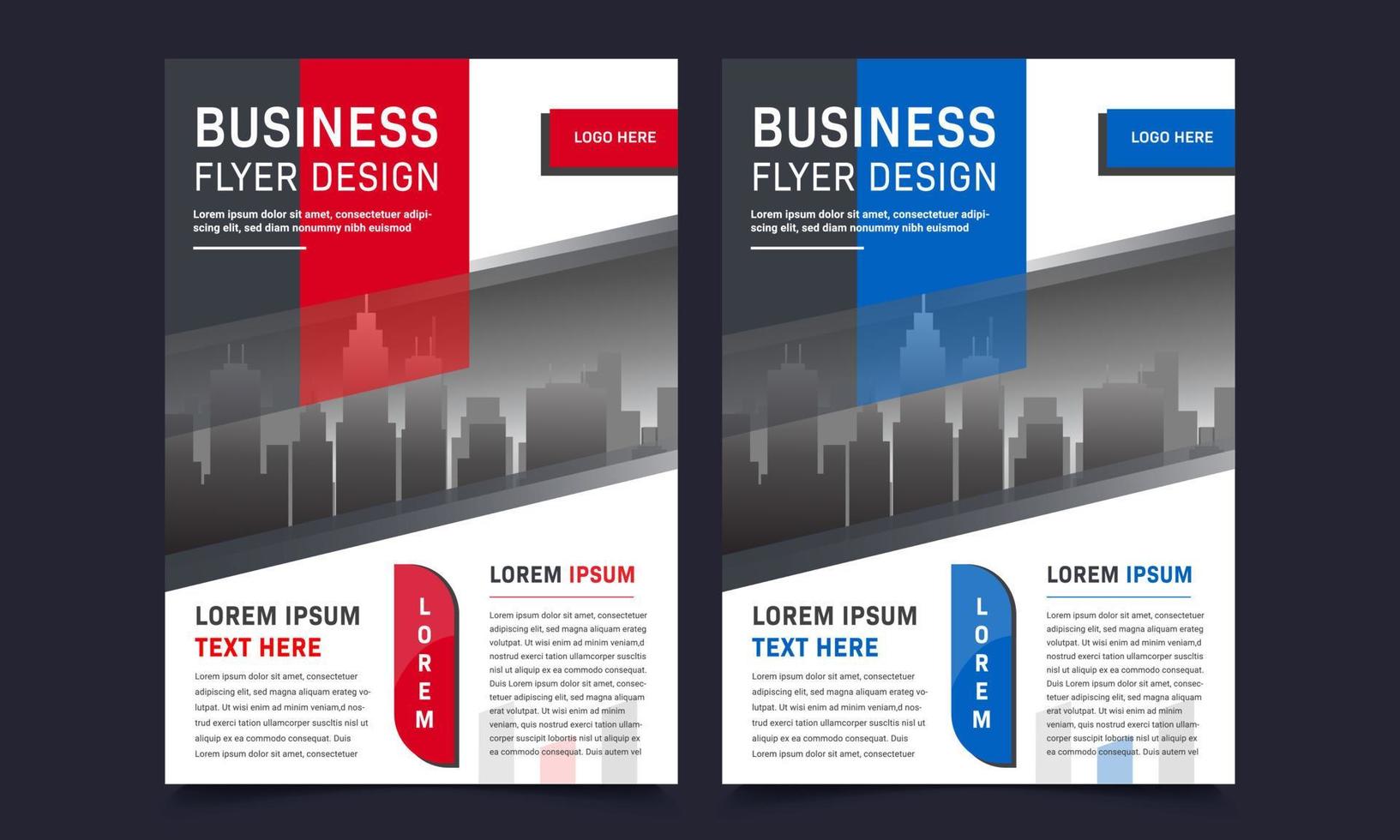 Flyer brochure design, business cover size A4 template, geometric shape red and blue color vector