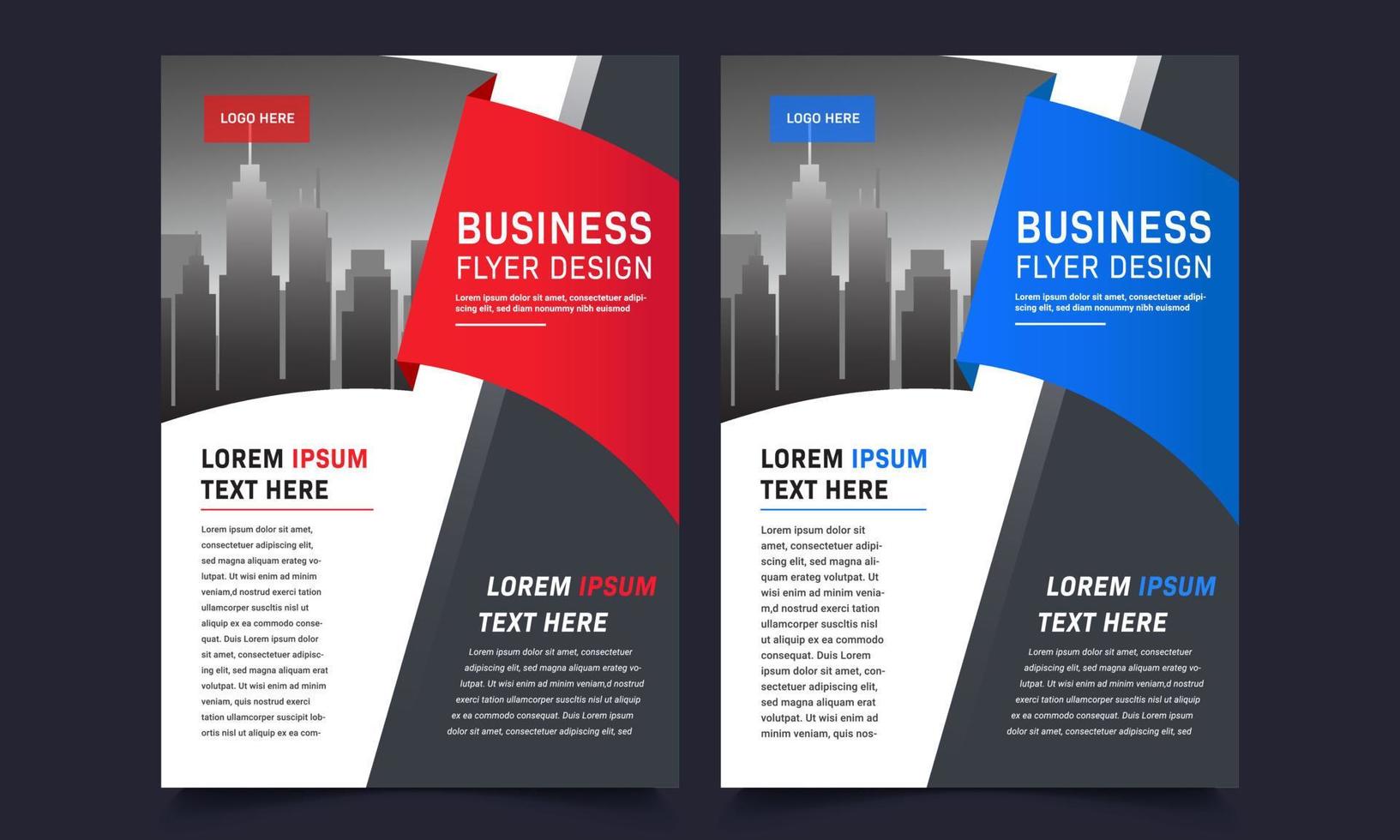 Diseño de folleto de volante, plantilla de tamaño de portada empresarial a4, forma geométrica en color rojo y azul. vector