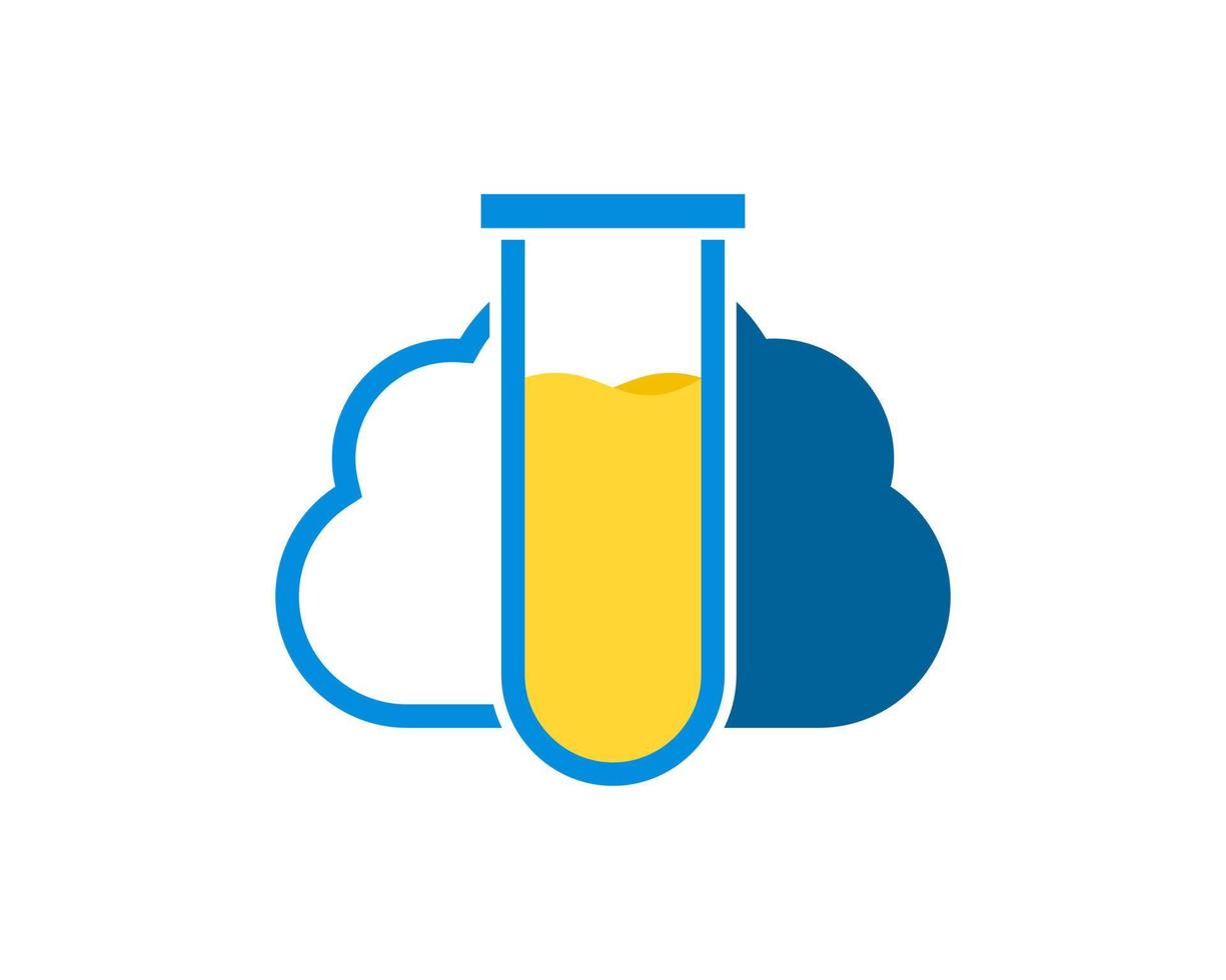 Simple cloud with simple bottle laboratory inside vector