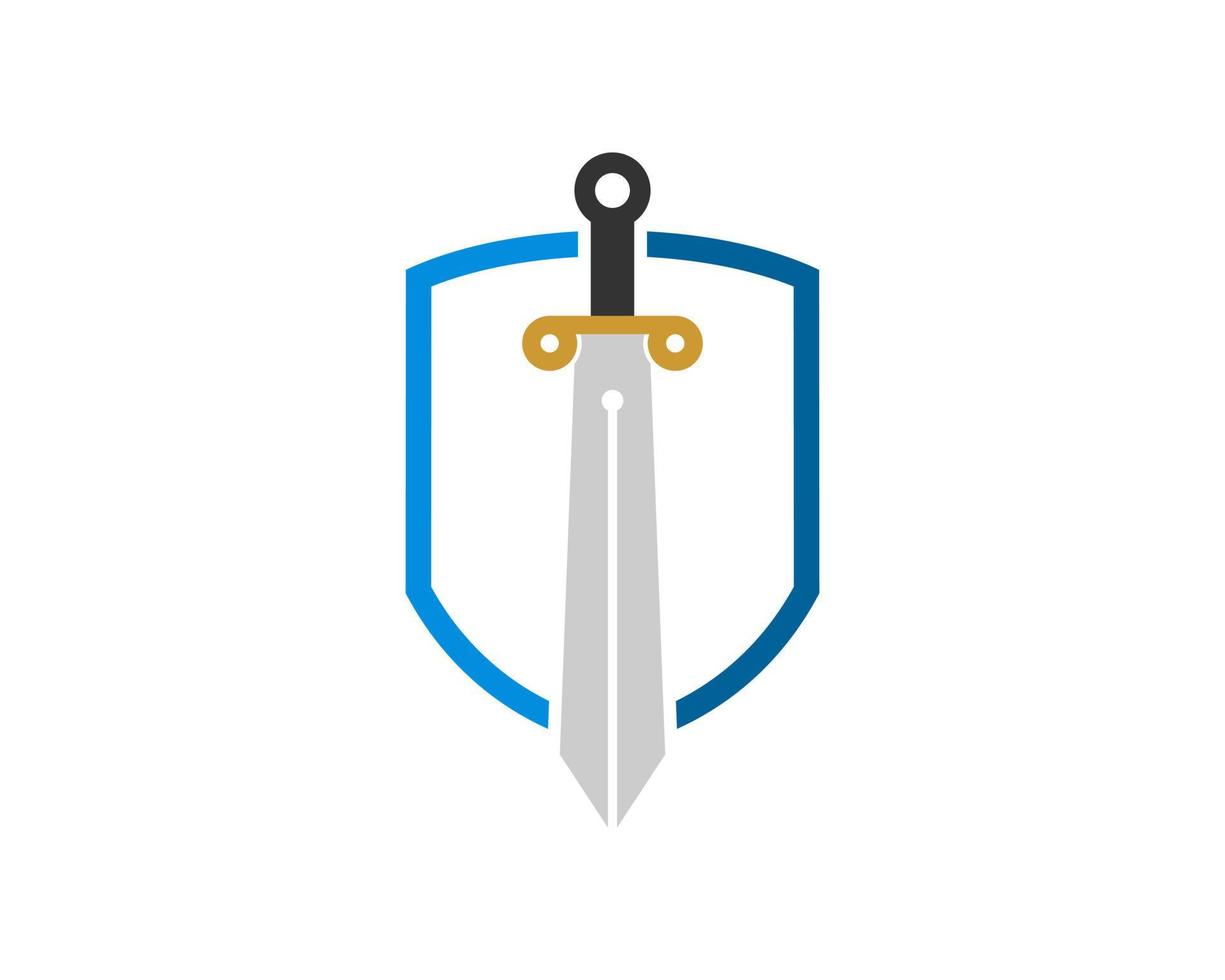 Simple shield with sword knight inside vector