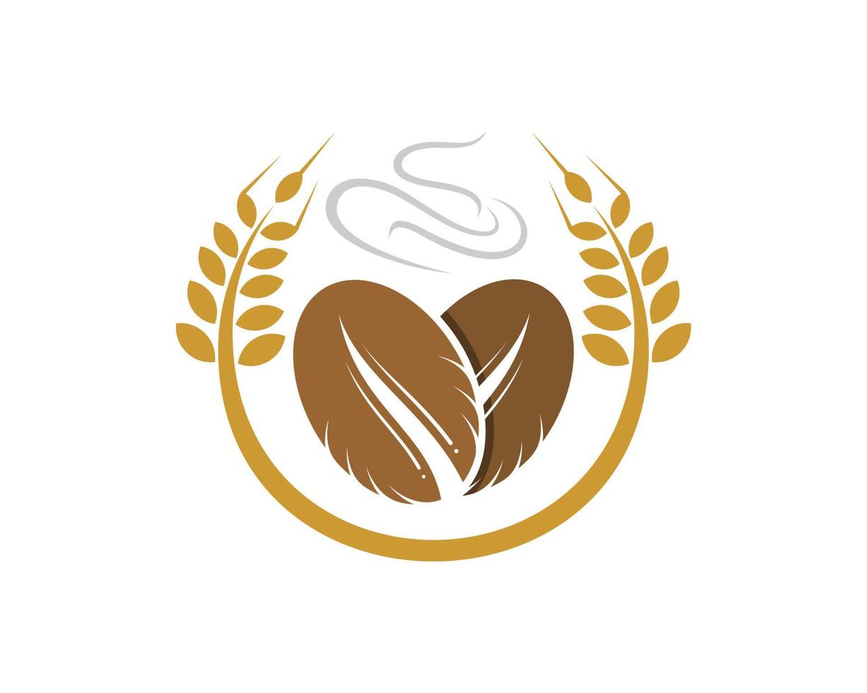 Circular wheat with hot coffee beans inside vector