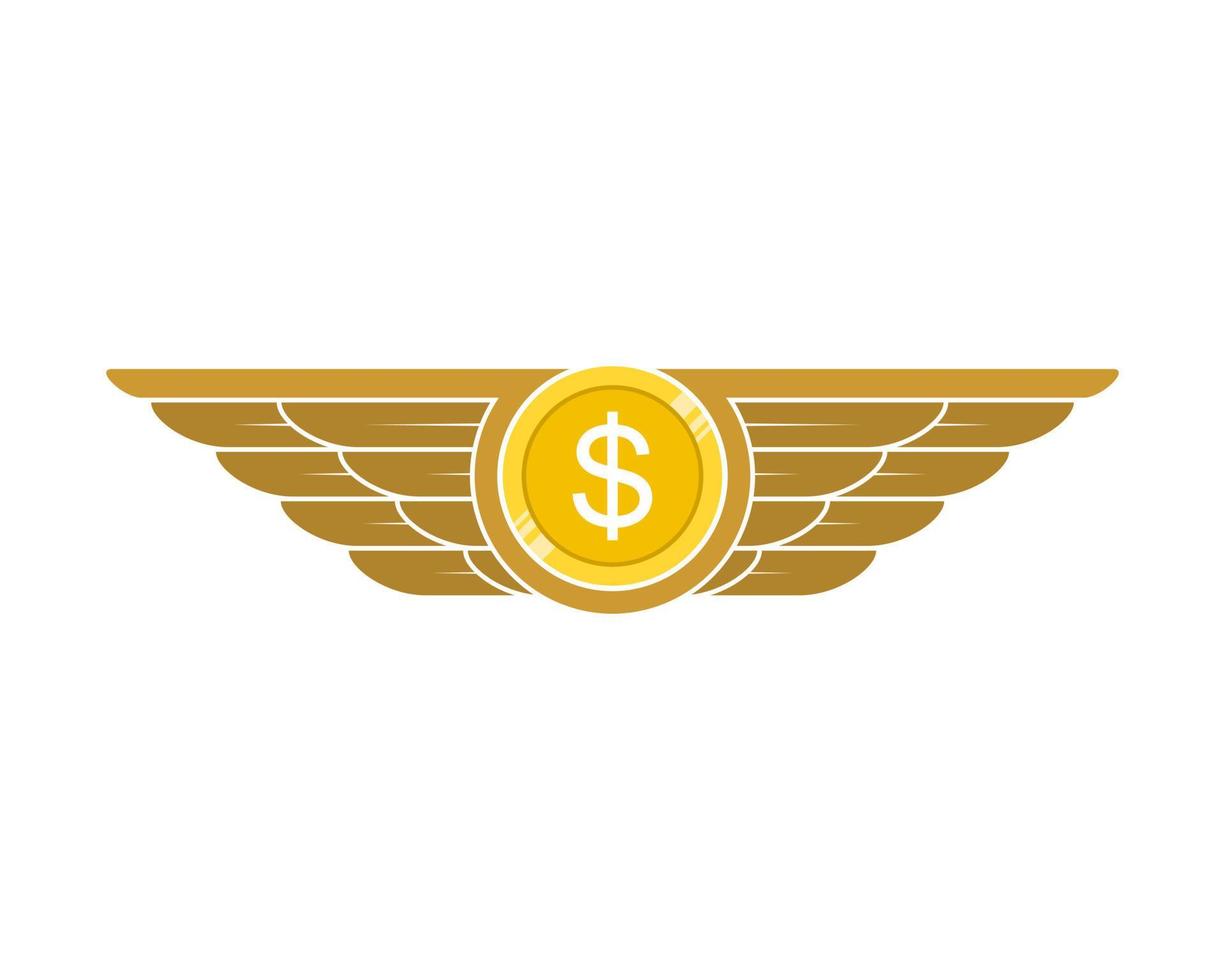 forma de círculo con alas extendidas y monedas de dinero en el interior vector