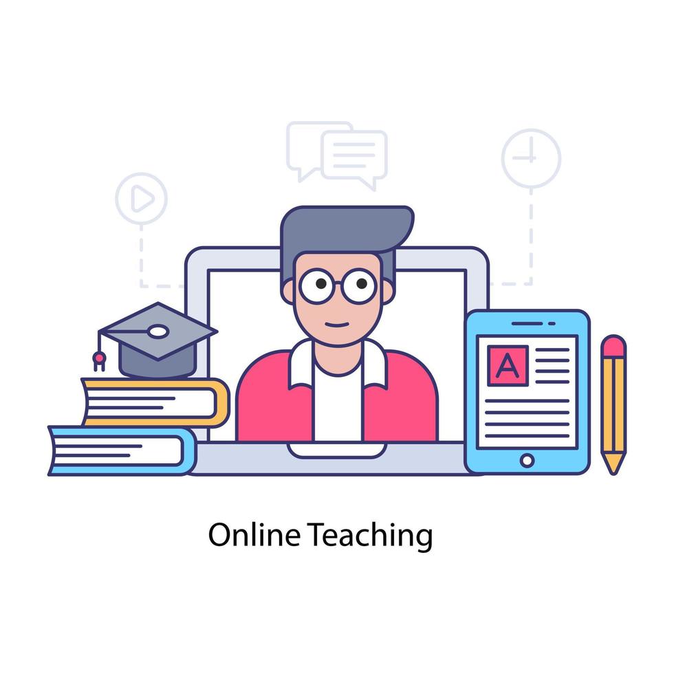 Trendy design illustration of online teaching vector