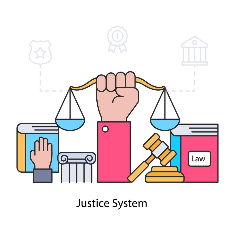 Hand holding balance scale, concept of justice system vector
