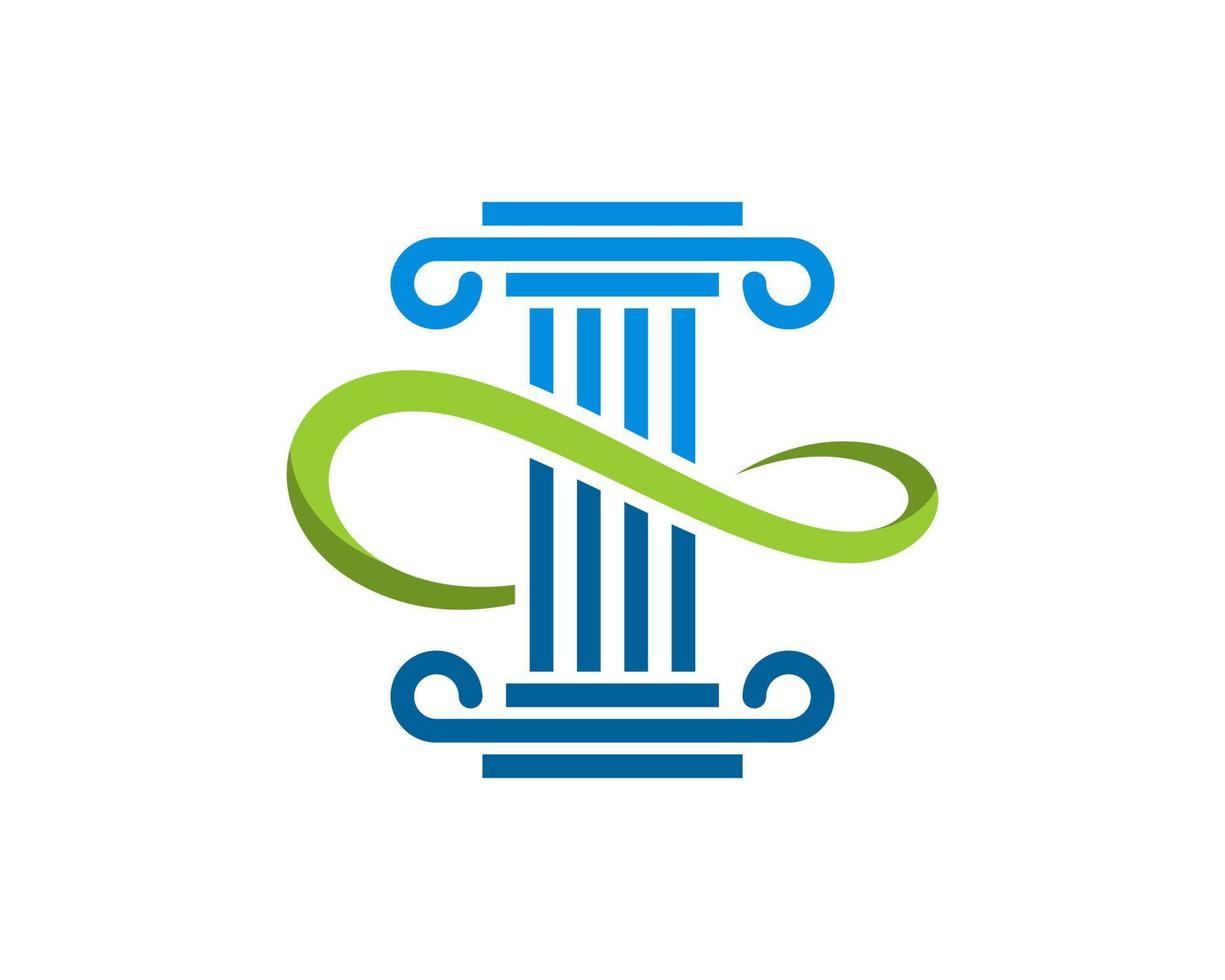 Law pillar in blue color with infinity symbol inside vector