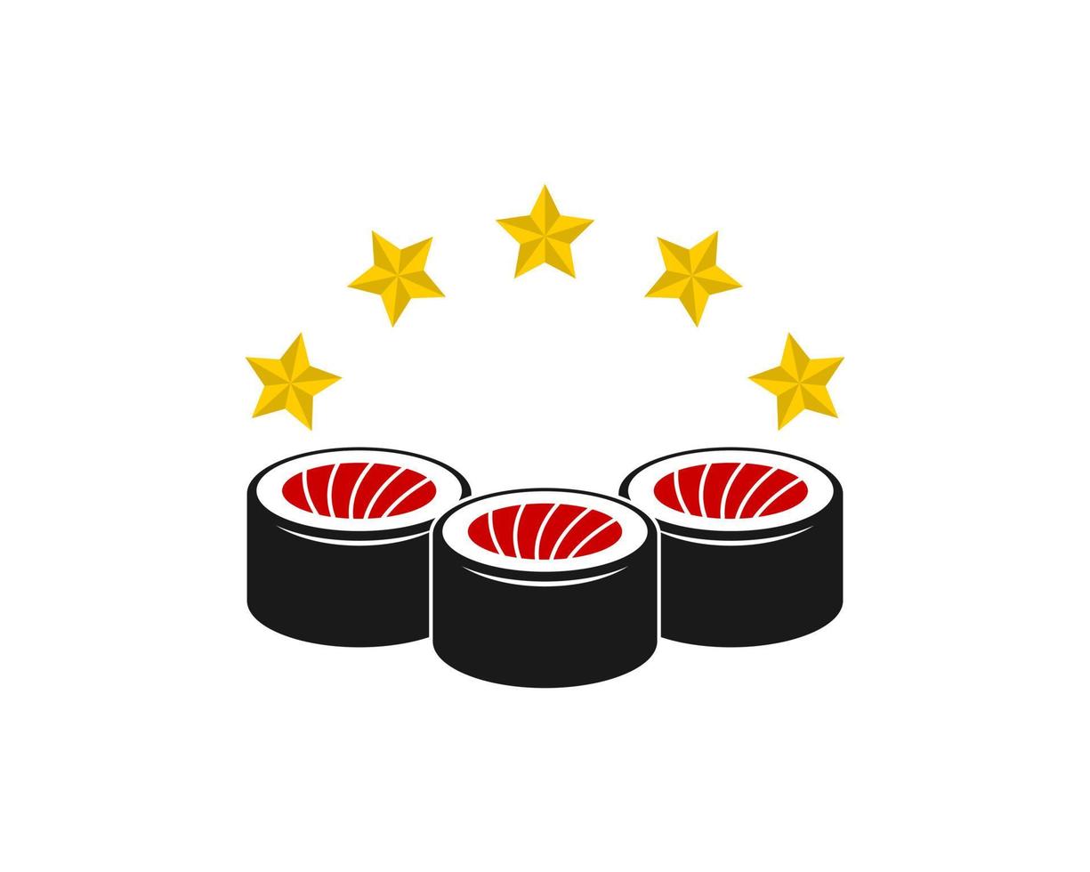 Three sushi with five stars on the top vector