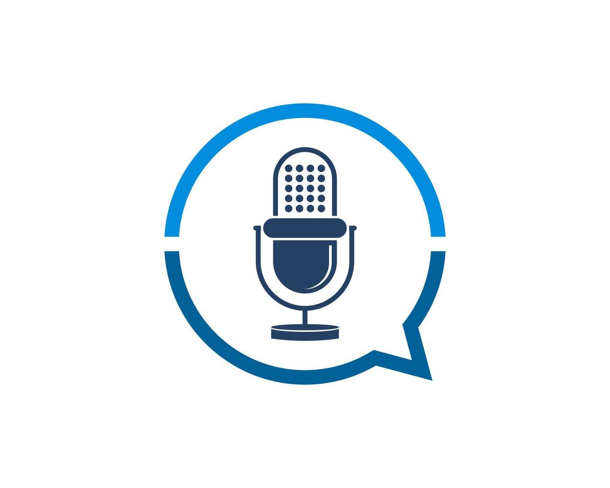 Simple bubble chat with music microphone inside vector