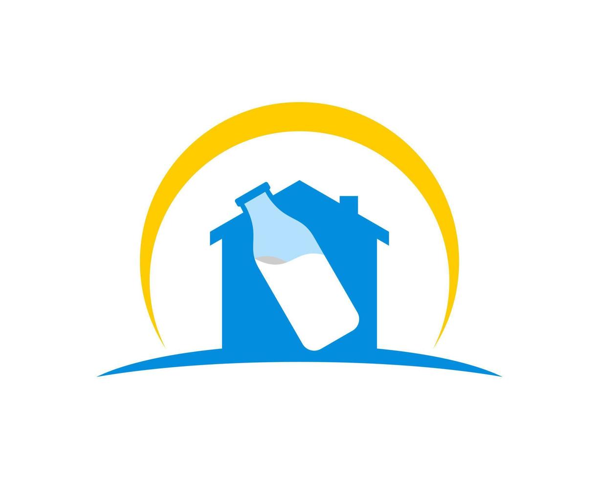 Simple house and milk bottle and swoosh vector