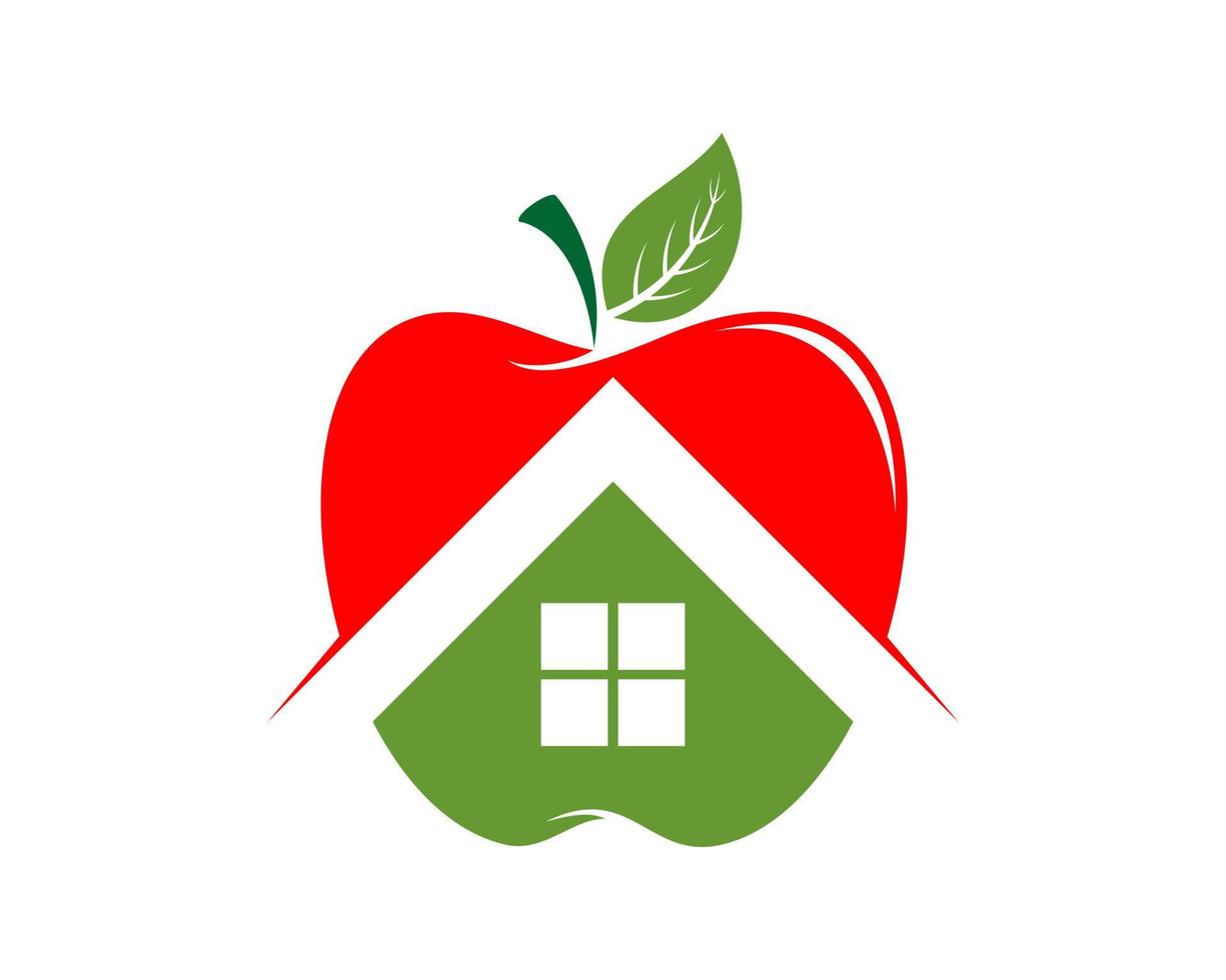Apple fruit with house inside vector