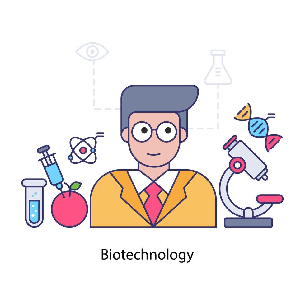 una ilustración de diseño único de biotecnología vector