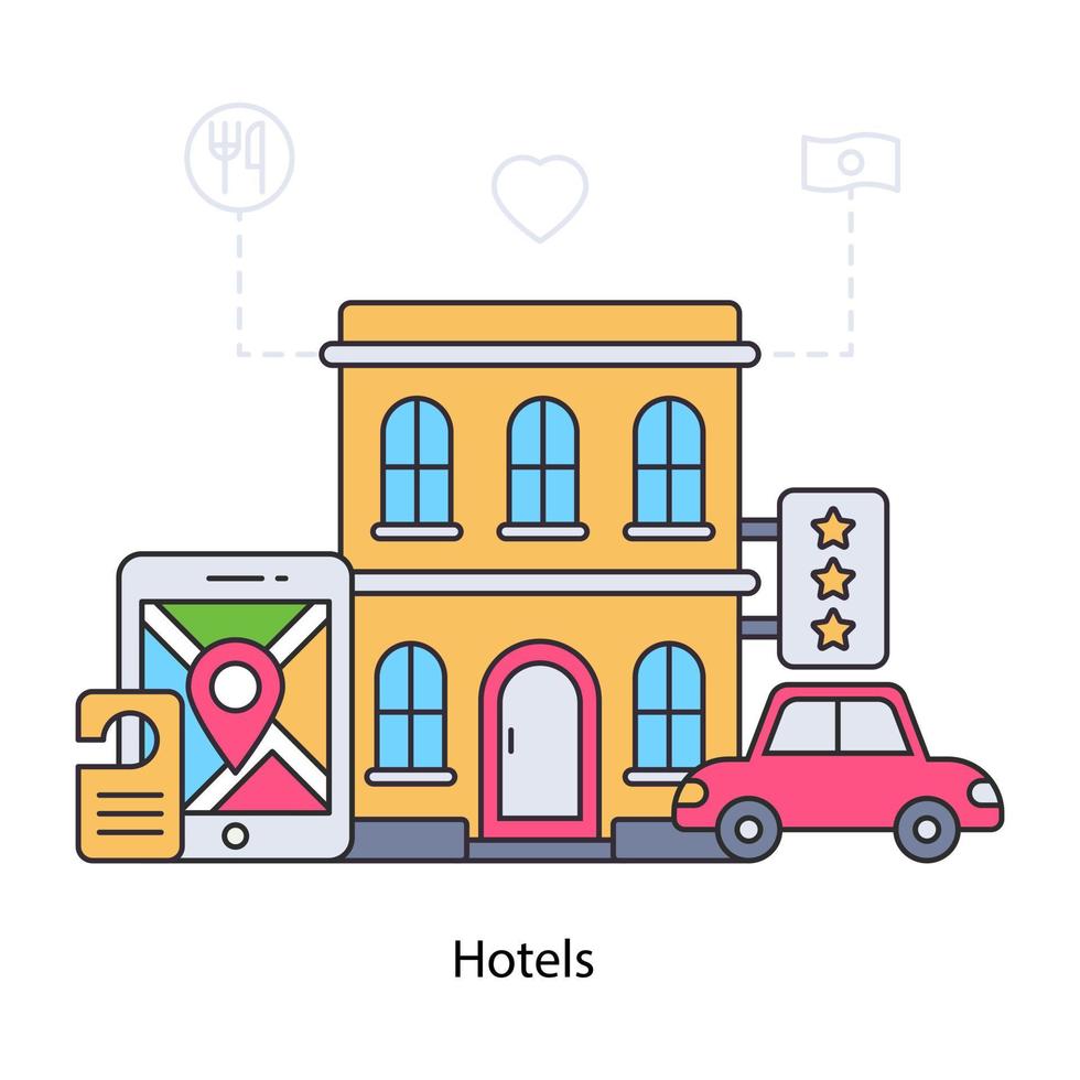 A beautiful building of hotel illustration vector